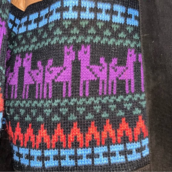 Adler Vintage Suede Leather Sherpa Aztec  Southwestern  Style Jacket - Picture 8 of 9